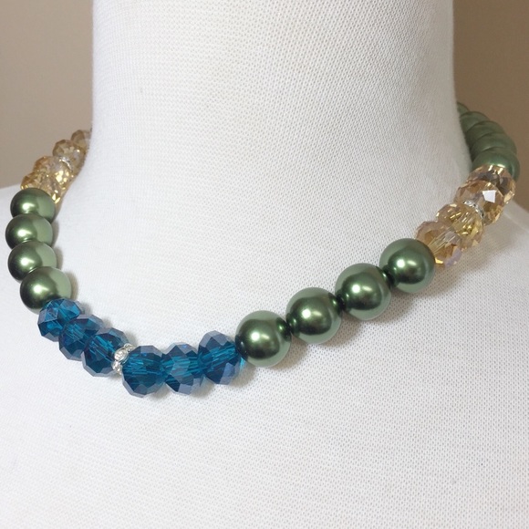 Multicolor Pearl Glass Bead Necklace Earring Set - Picture 3 of 3